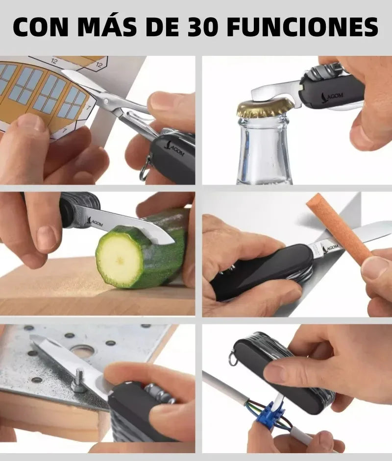 Multitool 17 en 1 con Pinzas - Navaja Multiusos de Acero Inoxidable para Camping y Supervivencia