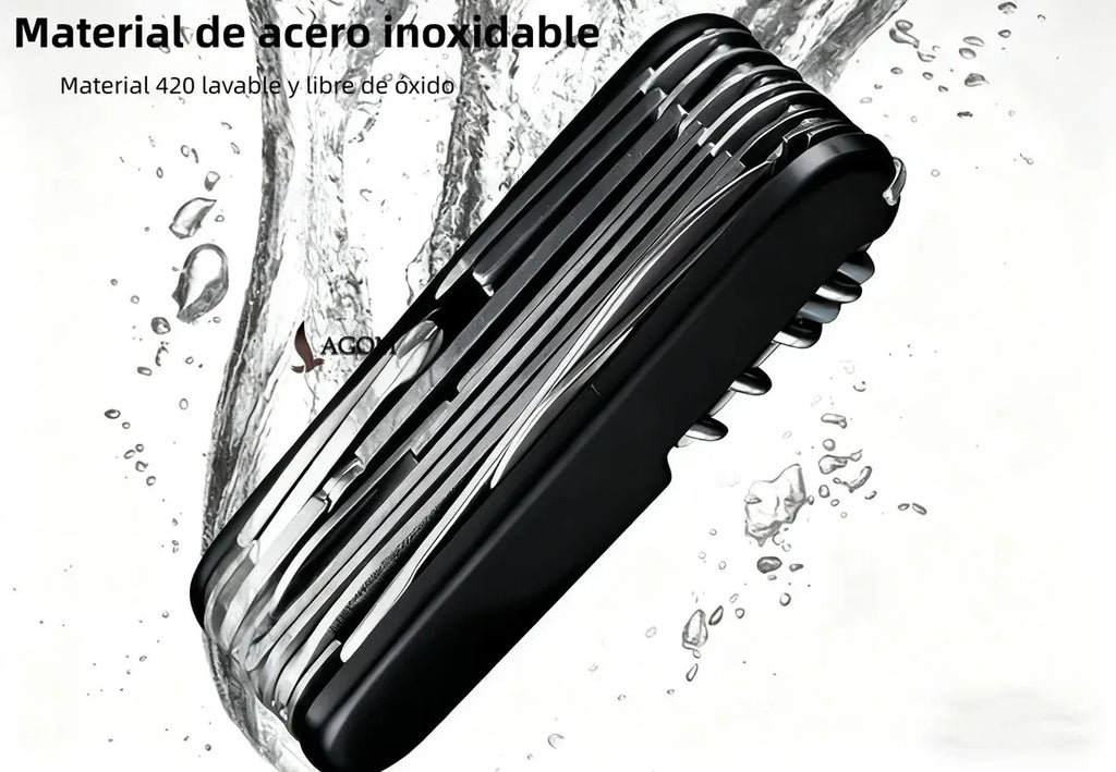 Multitool 17 en 1 con Pinzas - Navaja Multiusos de Acero Inoxidable para Camping y Supervivencia